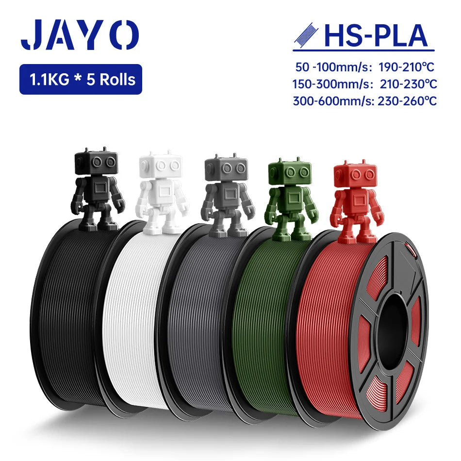 JAYO 5Rolls PLA Filament High Speed PLA 1.75mm 1.1KG 3D Printer Filament Neatly Wound 3D Printing Material For FDM 5.5KG/SET