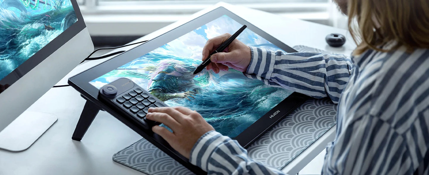 HUION Kamvas Pro 24 4K UHD Graphics Tablet Monitor 23.8 Inch 140% sRGB 8192 Level Battery free Display Drawing Monitor for Android