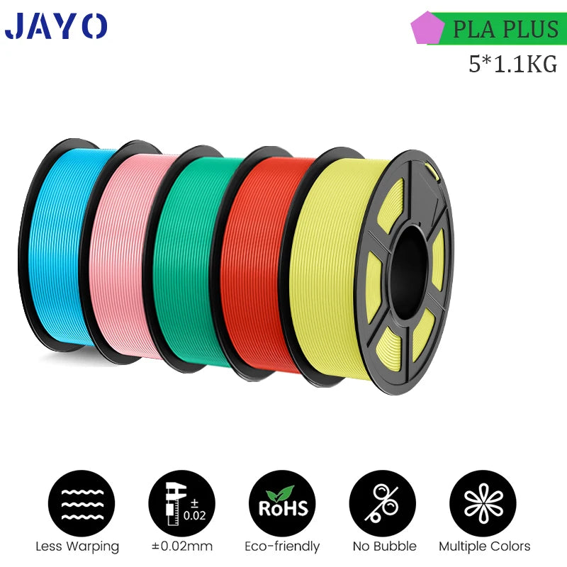 JAYO PLA PLUS 5Rolls 5.5KG 3D Filament 1.75mm  Colorful Printer Filaments For FDM 3D Printer Materials DIY Gift Good Toughness