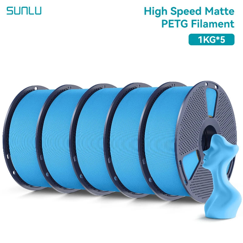 SUNLU 5KG Matte PETG High Speed 3D Printer Filament 1.75mm High Strength Fast Smooth Printing PETG Filament for FDM 3D Printer