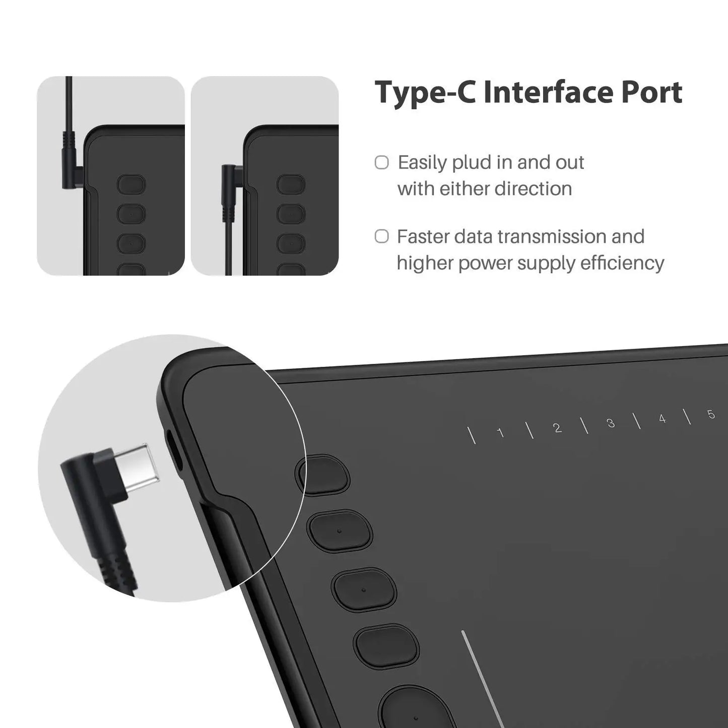 HUION H1161 Digital Tablet Graphics Drawing Tablet Battery-free Pen Stylus with Tilt Function Support Android Win and Mac Device