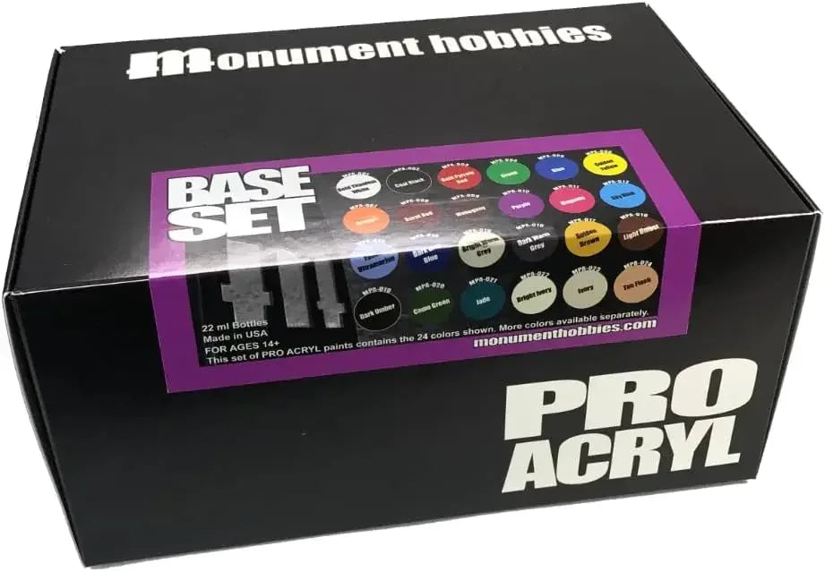 Pro Acryl Base Set Acrylic Model Paints for Plastic Models - Miniature Painting, no-clog cap, comes loaded with glass agitator