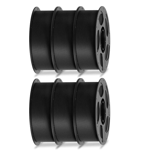 PLA Filament 1.75mm Bundle, 3D Printer Filament 1.75mm Dimensional Accuracy +/- 0.02mm, 1KG Spool (2.2 lbs), 6KG Black