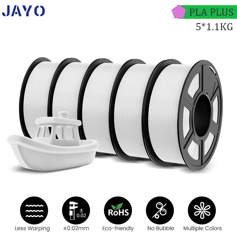 JAYO PLA PLUS 5Rolls 5.5KG 3D Filament 1.75mm  Colorful Printer Filaments For FDM 3D Printer Materials DIY Gift Good Toughness