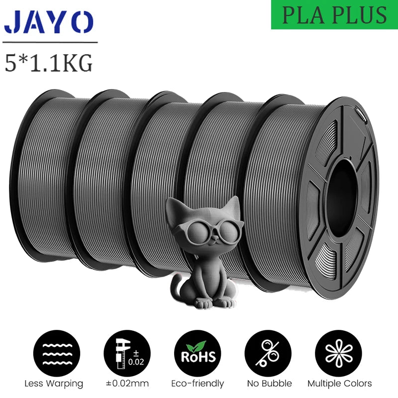 JAYO pla plus Filament 5KG 3D printer filament PLA+ 1.75MM 5Rolls multiple colors optional Neatly Wound for 3D Printer