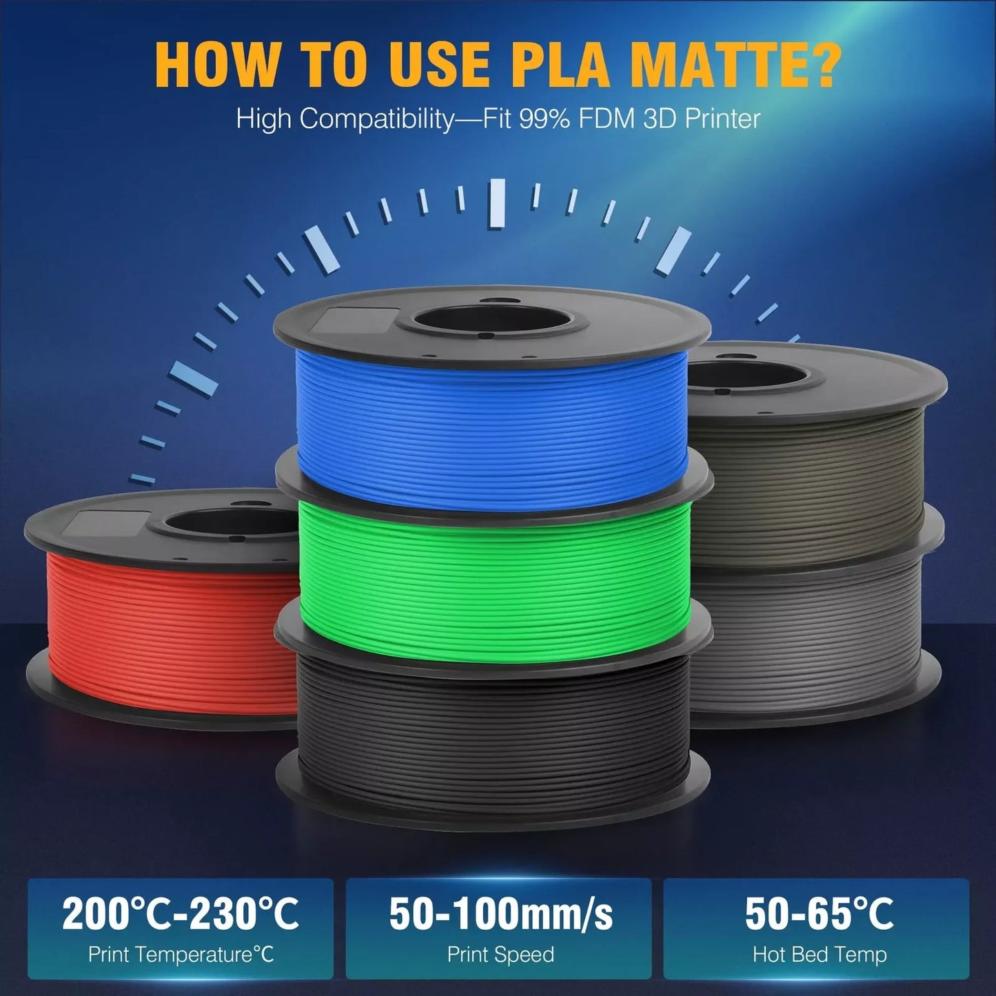 JAYO 2Rolls 3D PLA Matte /Dual Color Matte PLA Printer Filament 1.75mm Neatly Wound & Matte Finish Print with 99% FDM 3D Printer