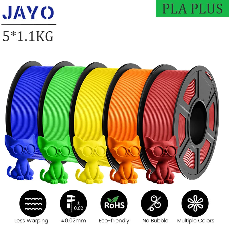 JAYO pla plus Filament 5KG 3D printer filament PLA+ 1.75MM 5Rolls multiple colors optional Neatly Wound for 3D Printer