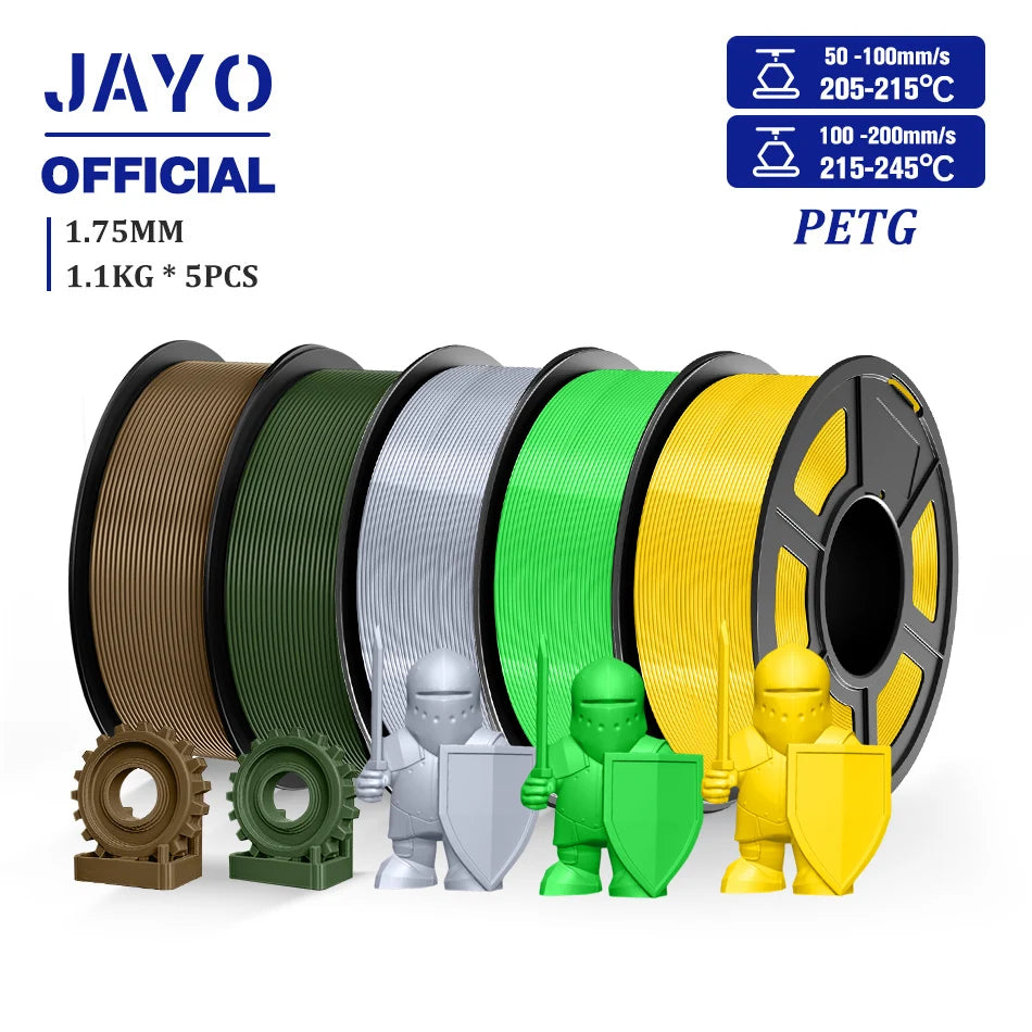 JAYO PETG Filamanet 1.75MM 5Rolls/set 3D Printer Filament PETG Neatly Wound 3D Printing Material For FDM 3D Printer