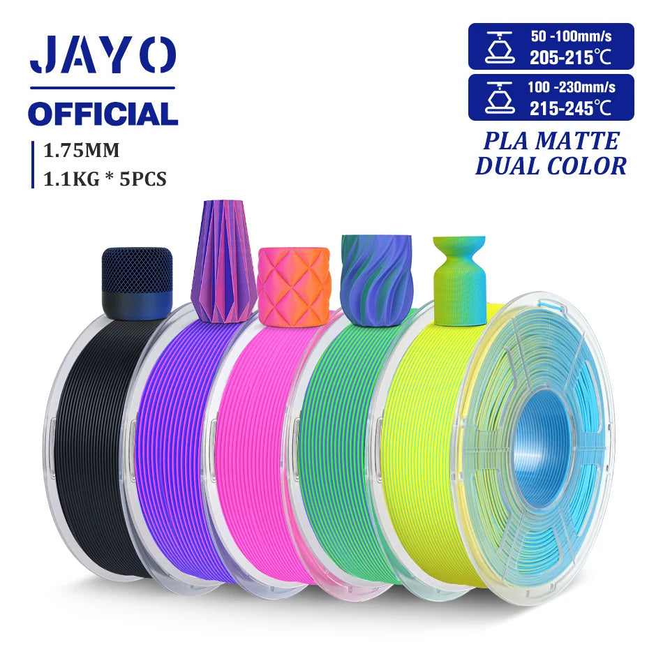 JAYO PLA Matte Dual Color 3D Filament 1.75mm PLA Matte 3D Printer Filament Rolls/Set PLA Filament Smooth Matte