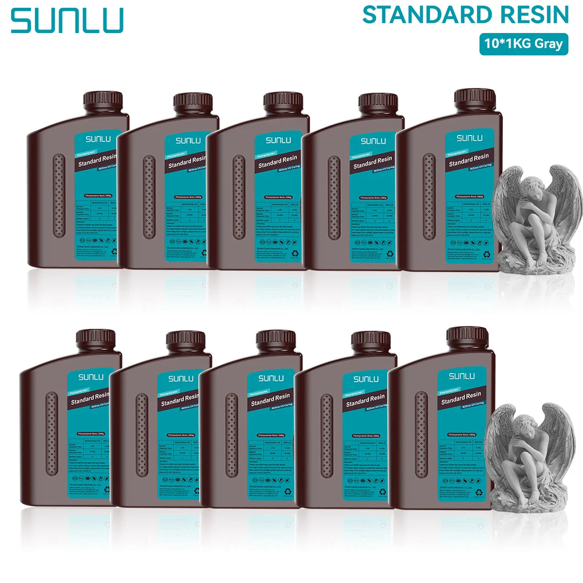SUNLU Standard 3D Printer Resin 10KG 405nm Low Odor High Precision Photopolymer UV Resin For Most LCD 3D Printing Material
