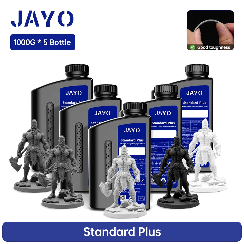 JAYO 3D Printer Resin Standard PLUS/14K Standard /Standard 395-405nm UV Curing Photopolymer Rapid Resin for LCD/DLP 3D Printer