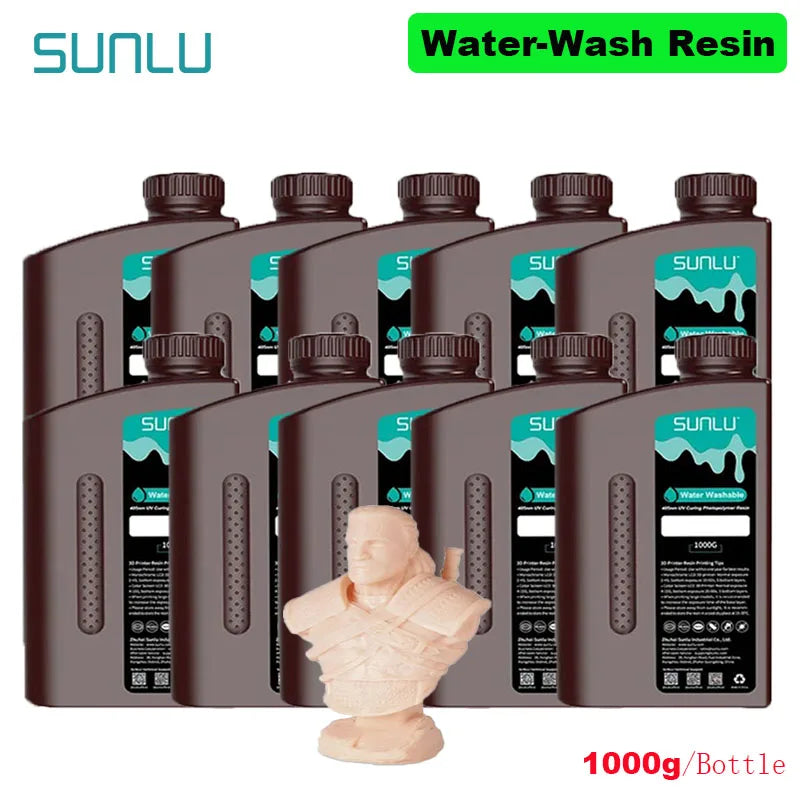SUNLU 10KG Water Washable / Water Washable ABS Resin 1000G/Bottle 405nm Rapid UV-Curing Photopolymer Resin For LCD 3D Print