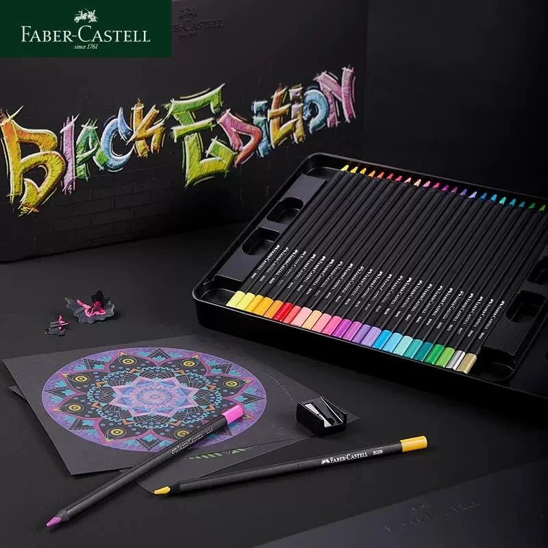 Faber Castell Black Edition 24/48/72 Oil Color Pencil Black Wood Soft Colored Pencil Kits for Color Drawing Pencil Art Supplies