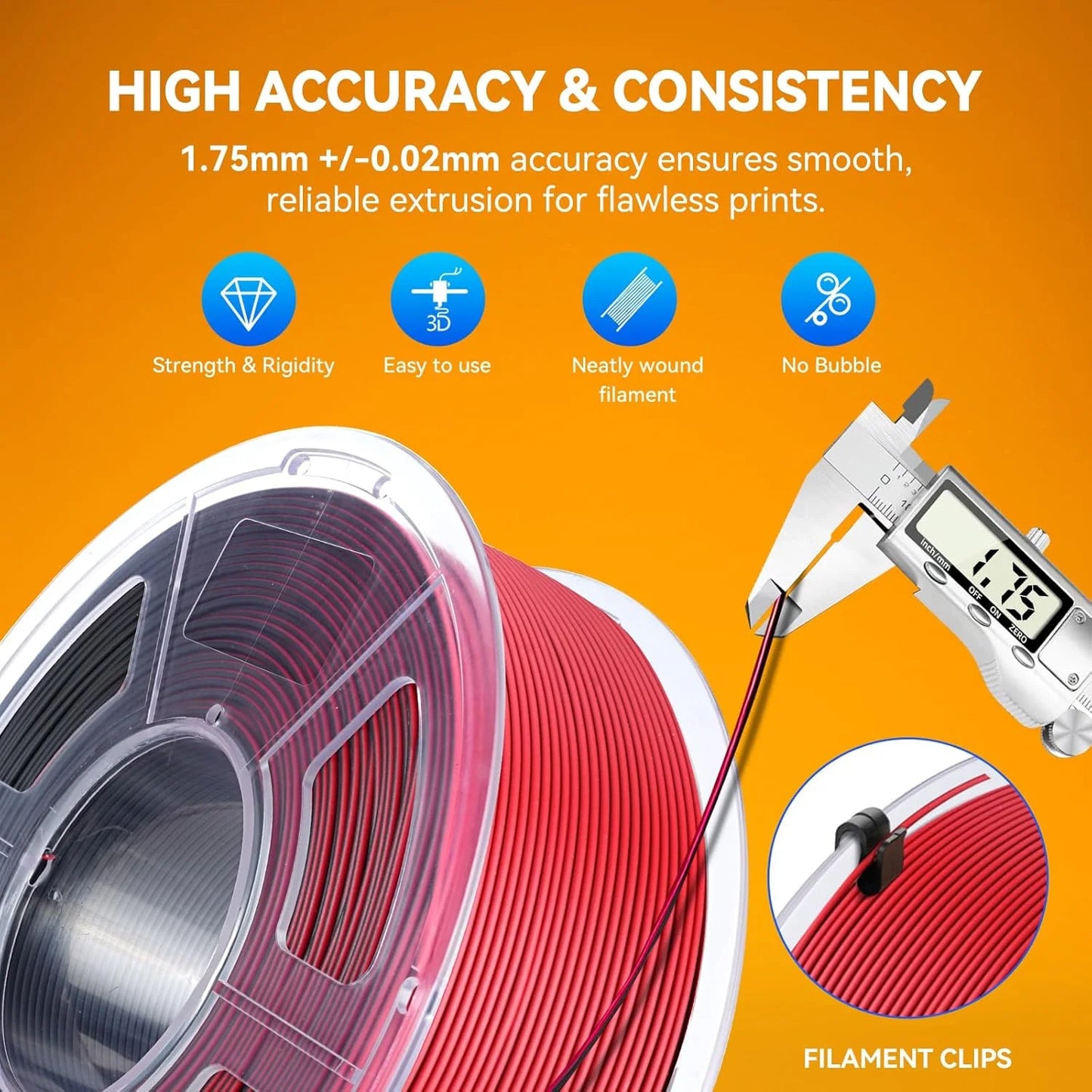 JAYO Dual Color Matte PLA Printer Filament 1.75mm Neatly Wound PLA Filament with Matte Finish Print with 99% FDM 3D Printer