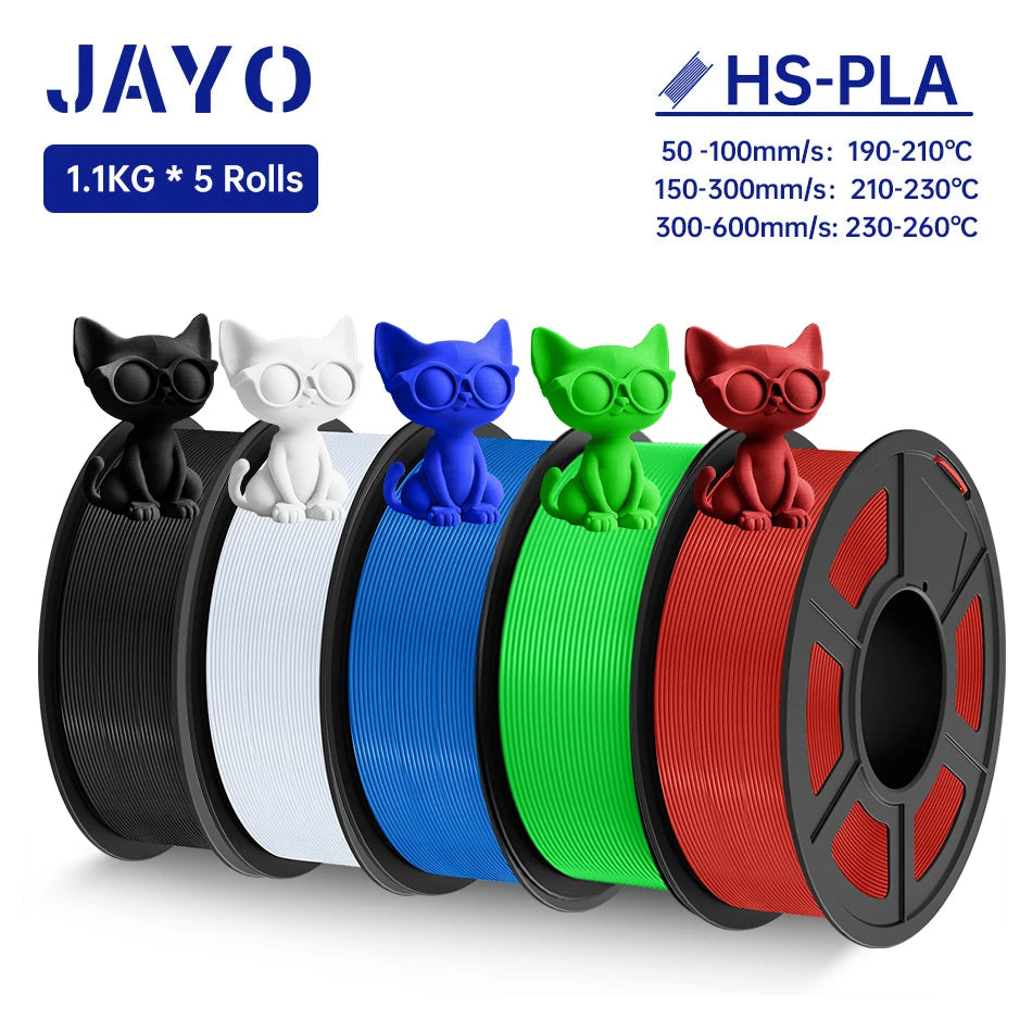 JAYO 5Rolls PLA Filament High Speed PLA 1.75mm 1.1KG 3D Printer Filament Neatly Wound 3D Printing Material For FDM 5.5KG/SET