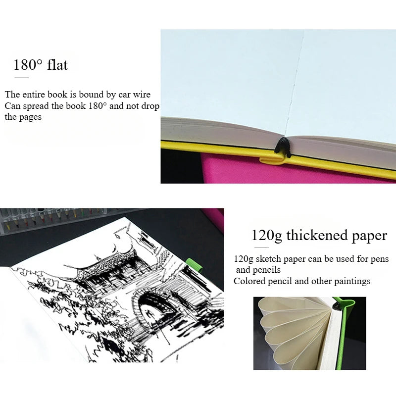A4/A5 Super Thick Sketchbook 112 Sheets/224 Pages Writing Smoothly Not Easy Falling Pages for Watercolor Sketching Notes
