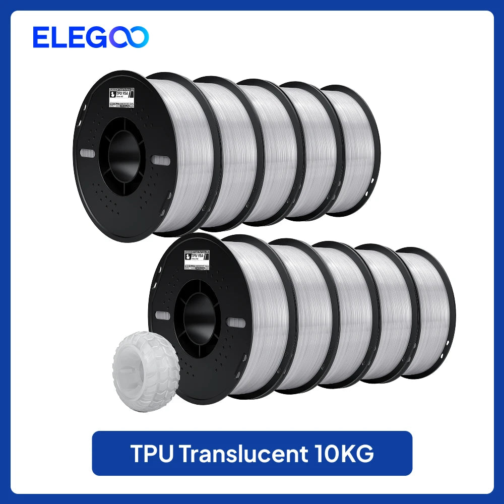 ELEGOO TPU 3D Printer Filament 1.75mm 1kg,95A Shore Hardness Flexible TPU Filament with High Resilience and Elasticity