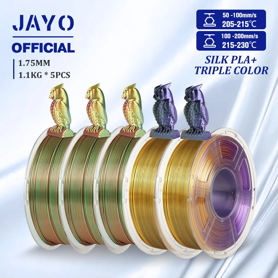 JAYO SILK PLA Filament 1.75mm Dual Colors 3D Printer Filament Coextrusion Silk Triple Color 3D Filament Shiny Multicolor Change