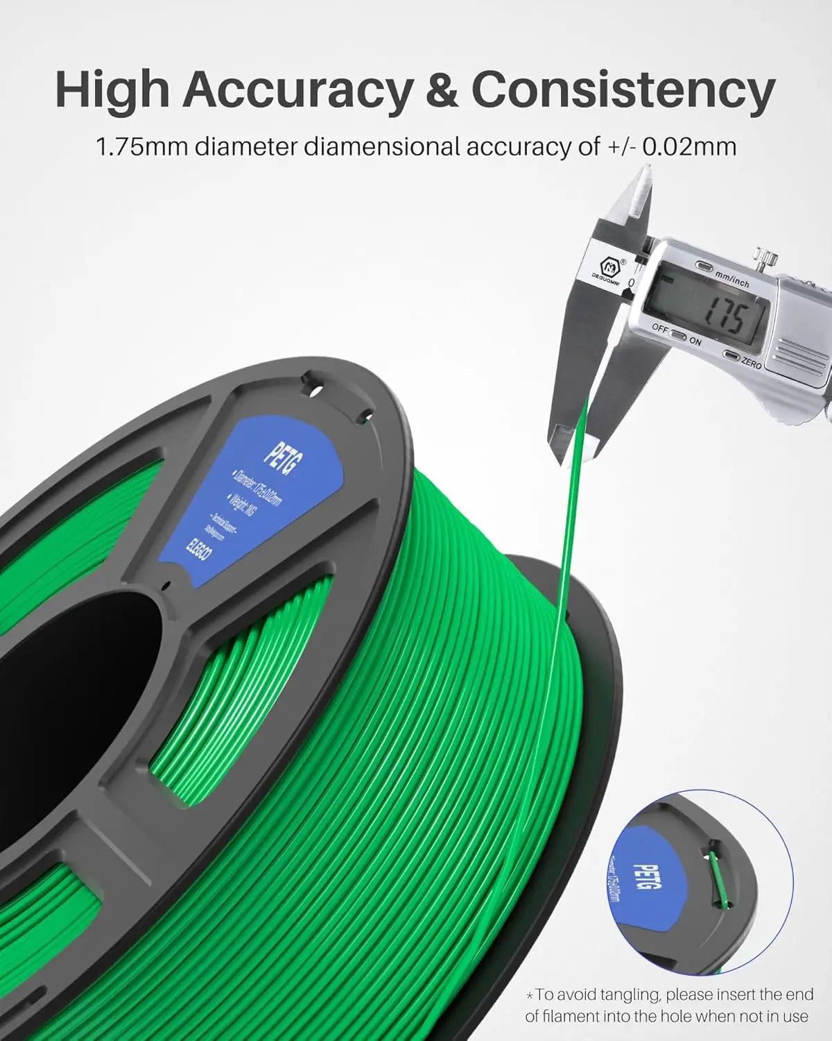 1.75mm Black PETG Filament, 4KG Spool, High Accuracy +/-0.02mm for FDM 3D Printers
