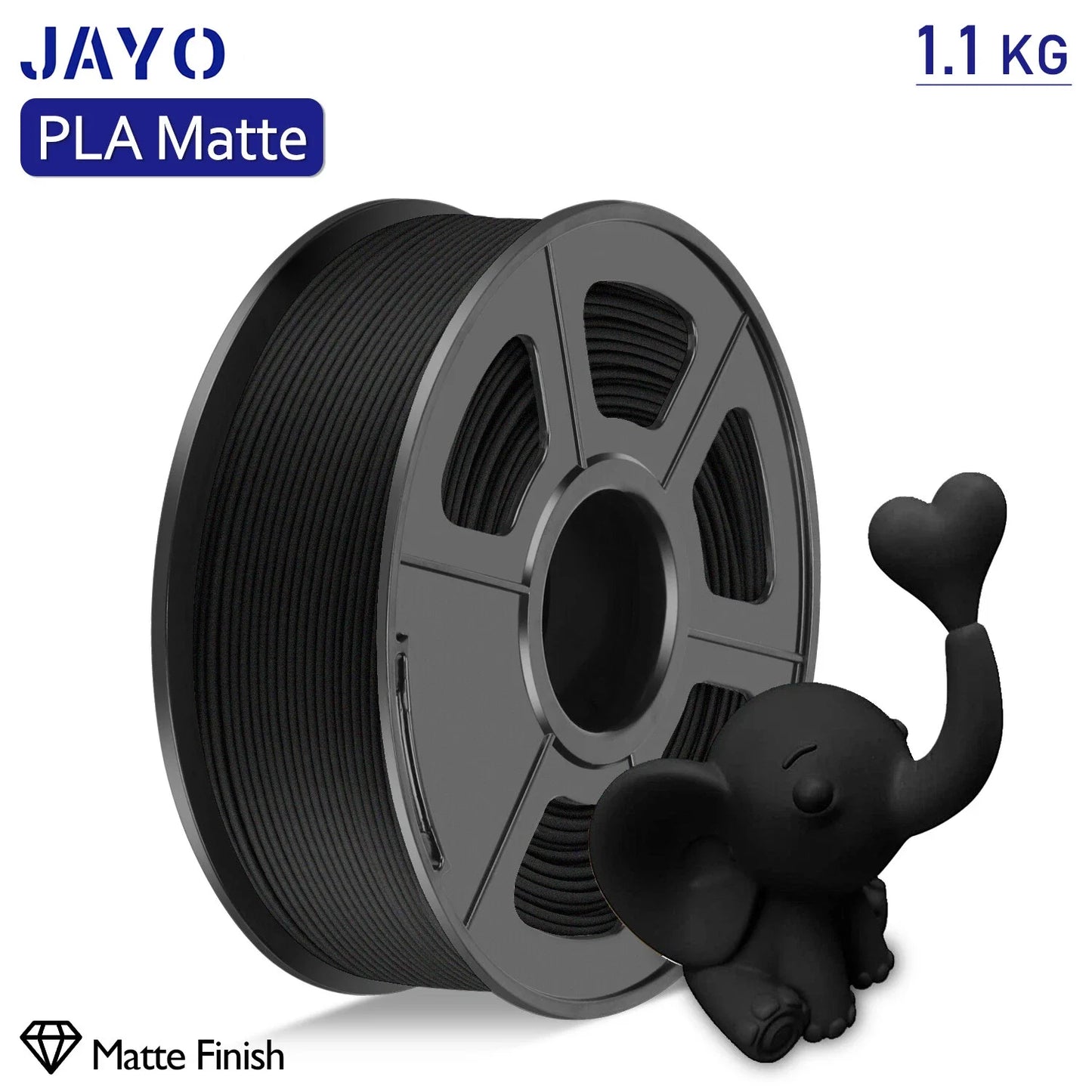 JAYO 1100G 3D PLA Matte Printer Filament 1.75mm Neatly Wound PLA Filament with Matte Finish Print with 99% FDM 3D Printer &Pen