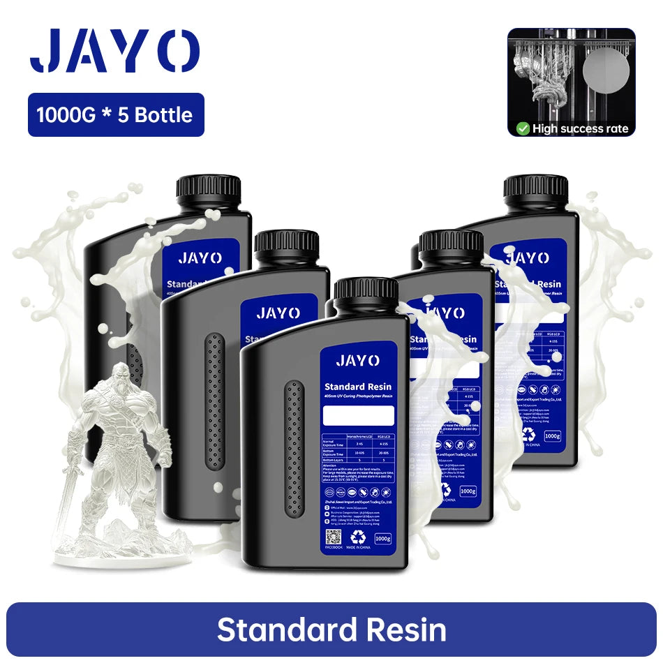 JAYO 3D Printer Resin Standard PLUS/14K Standard /Standard 395-405nm UV Curing Photopolymer Rapid Resin for LCD/DLP 3D Printer
