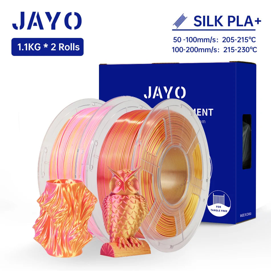 JAYO Silk PLA+ Rainbow 3D Filament 1.75mm SILK PLA plus Dual & Triple Color 3D Printer Filament Neatly Wound 1.1kg 2Rolls/set