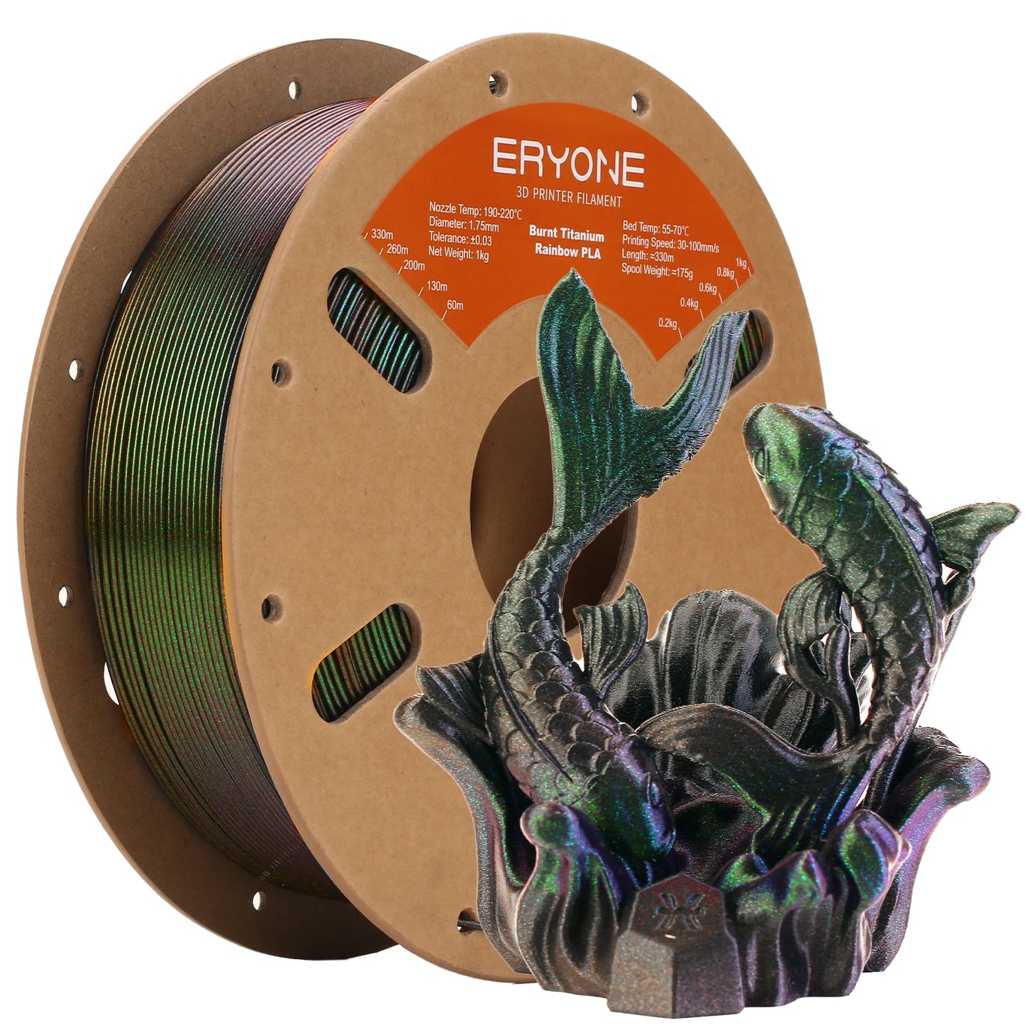 ERYONE 1/5KG Burnt Color Rainbow PLA Filament 3D Print 1.75mm +/-0.03mm, Multicolor Available,1kg/spool