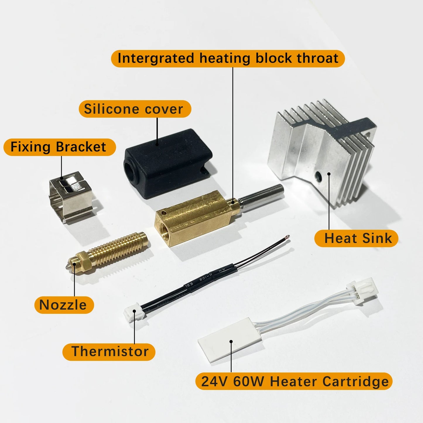 Upgrade Ceramic Hotend 0.2/0.4/0.6/0.8mm Assembled Extruder Hotend Kit for Elegoo Centauri Carbon Hot end / Centauri Nozzle