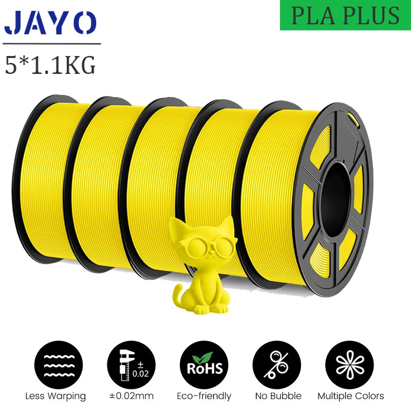 JAYO pla plus Filament 5KG 3D printer filament PLA+ 1.75MM 5Rolls multiple colors optional Neatly Wound for 3D Printer