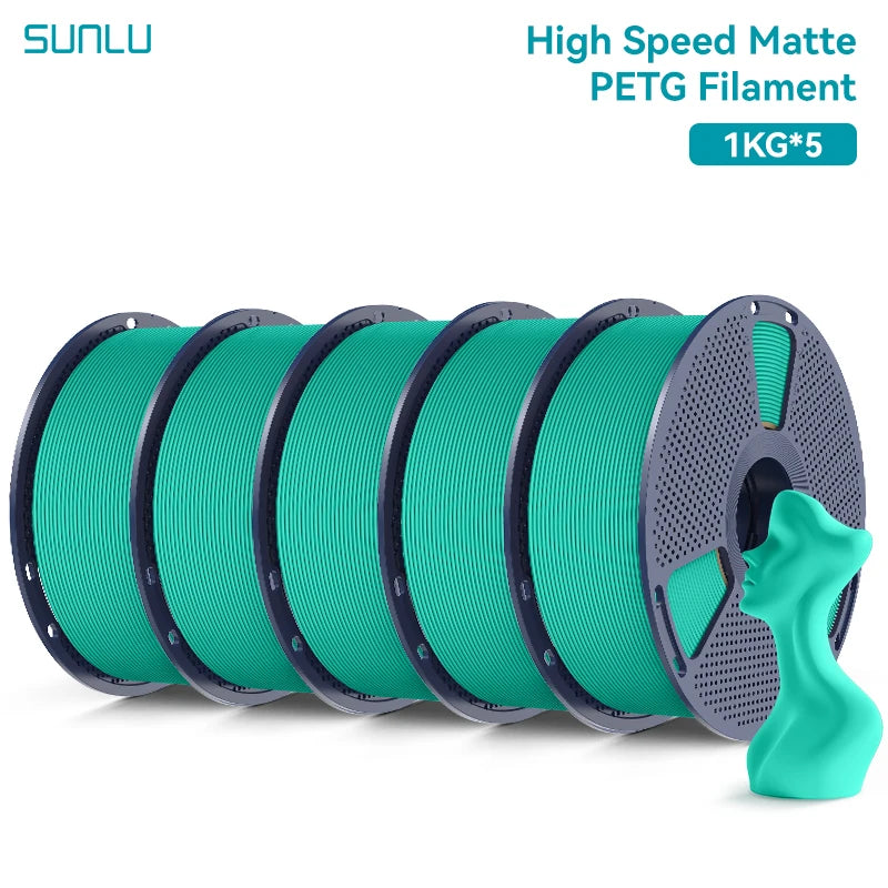 SUNLU 5KG Matte PETG High Speed 3D Printer Filament 1.75mm High Strength Fast Smooth Printing PETG Filament for FDM 3D Printer