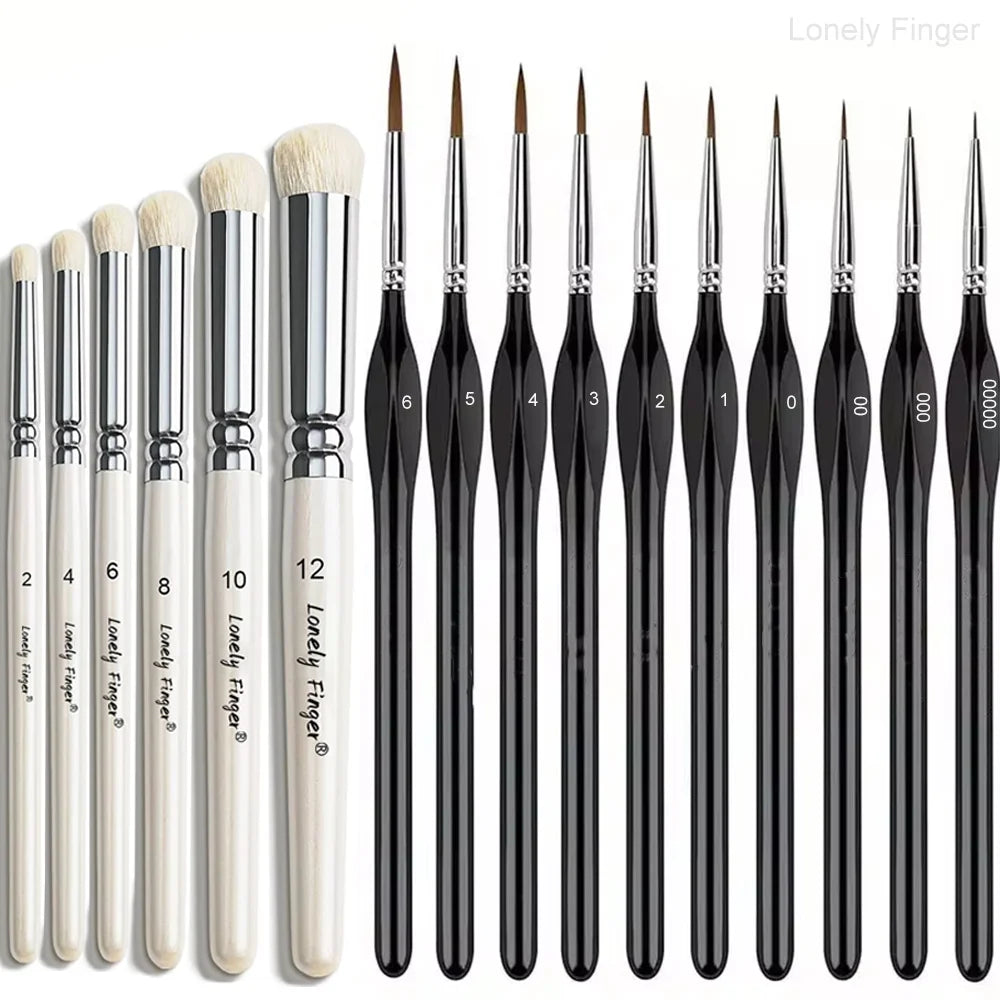 Miniature Paint Brushes Drybrush Set, Detail Paint Brushes for Acrylics, Watercolor, Figurines Model, Face Painting,