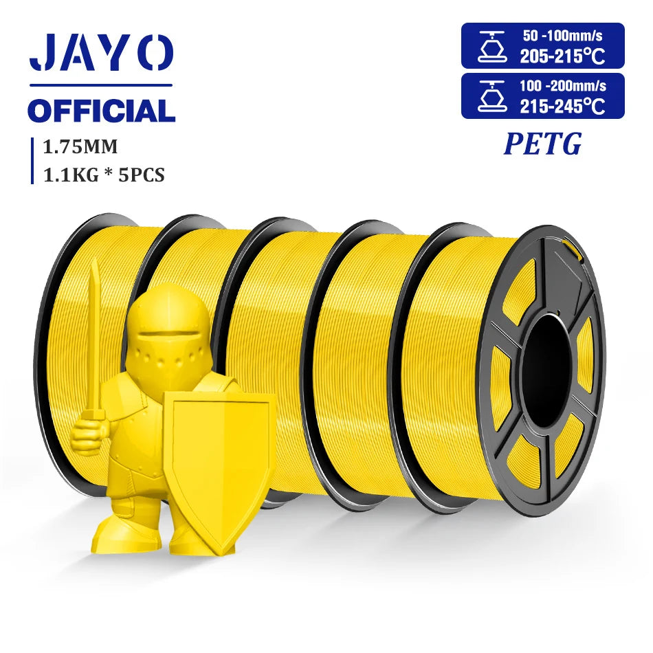 JAYO PETG Filamanet 1.75MM 5Rolls/set 3D Printer Filament PETG Neatly Wound 3D Printing Material For FDM 3D Printer