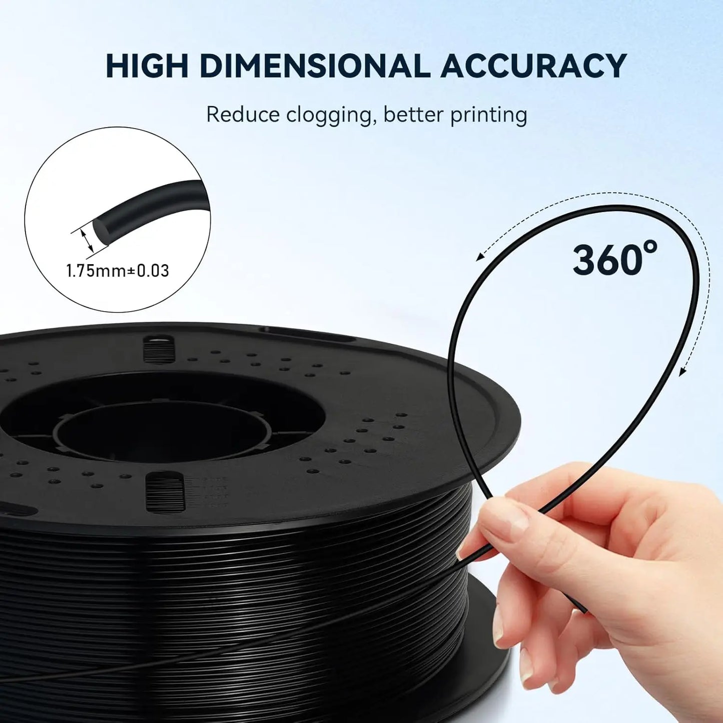 PETG 3D Printer Filament, 10 Rolls, Dimensional Accuracy +/- 0.03 mm, 10kg Spool(22lbs), 1.75 mm, White