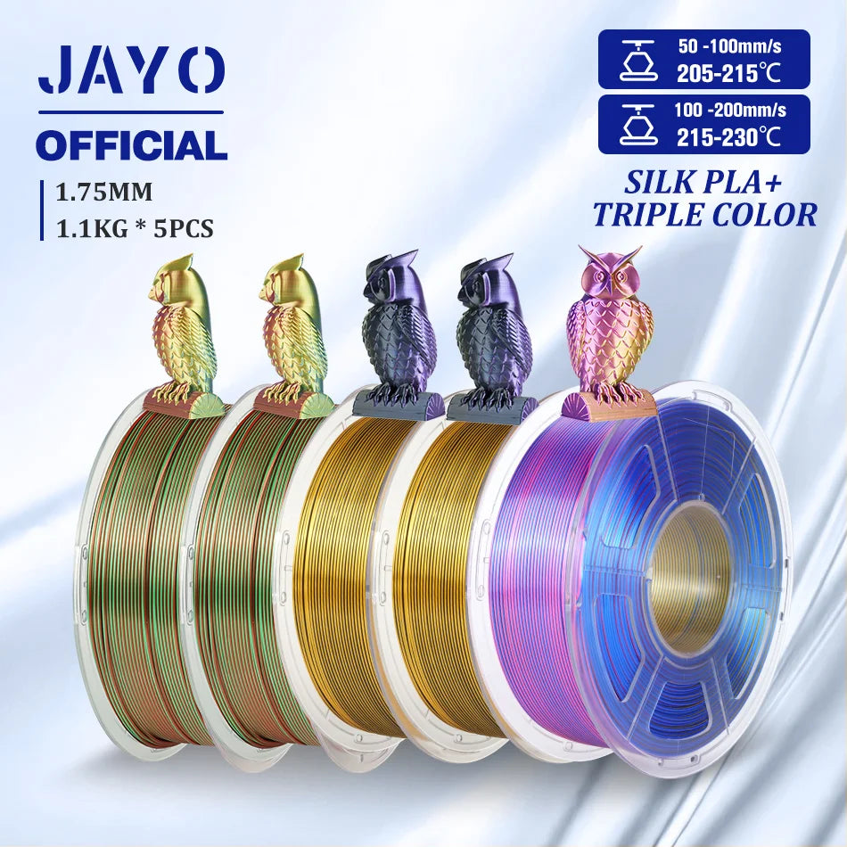 JAYO SILK PLA Filament 1.75mm Dual Colors 3D Printer Filament Coextrusion Silk Triple Color 3D Filament Shiny Multicolor Change