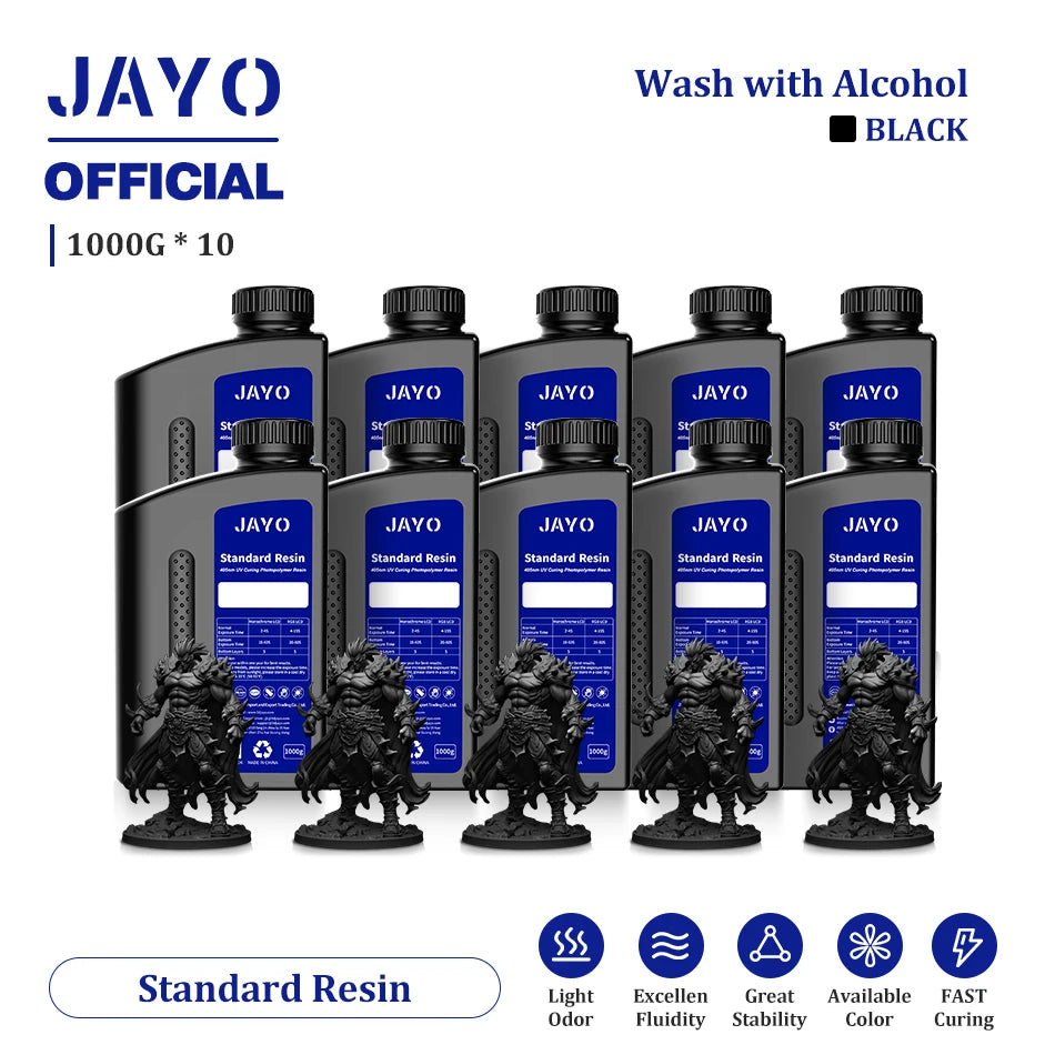 JAYO 10 Bottles 3D Resin Standard Fast Curing Standard/ 14K Standard/ Standard Plus 3D Resin for LCD DLP SLA Resin 3D Printer