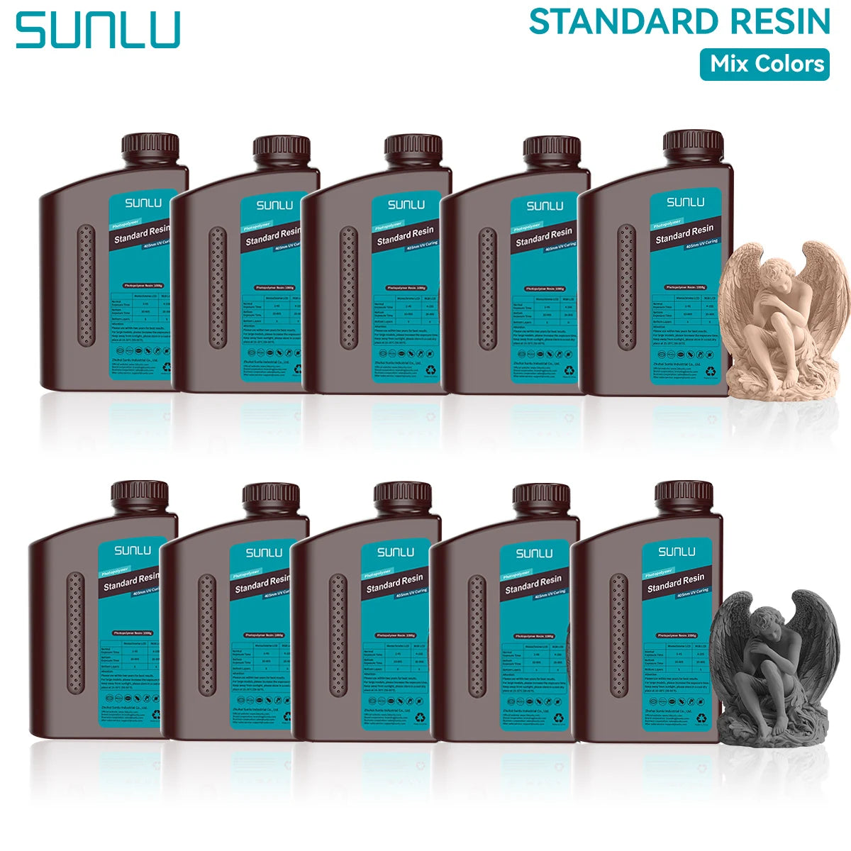 SUNLU Standard 3D Printer Resin 10KG 405nm Low Odor High Precision Photopolymer UV Resin For Most LCD 3D Printing Material