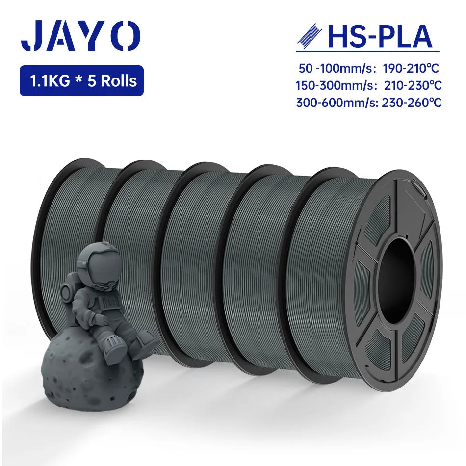 JAYO 5Rolls PLA Filament High Speed PLA 1.75mm 1.1KG 3D Printer Filament Neatly Wound 3D Printing Material For FDM 5.5KG/SET