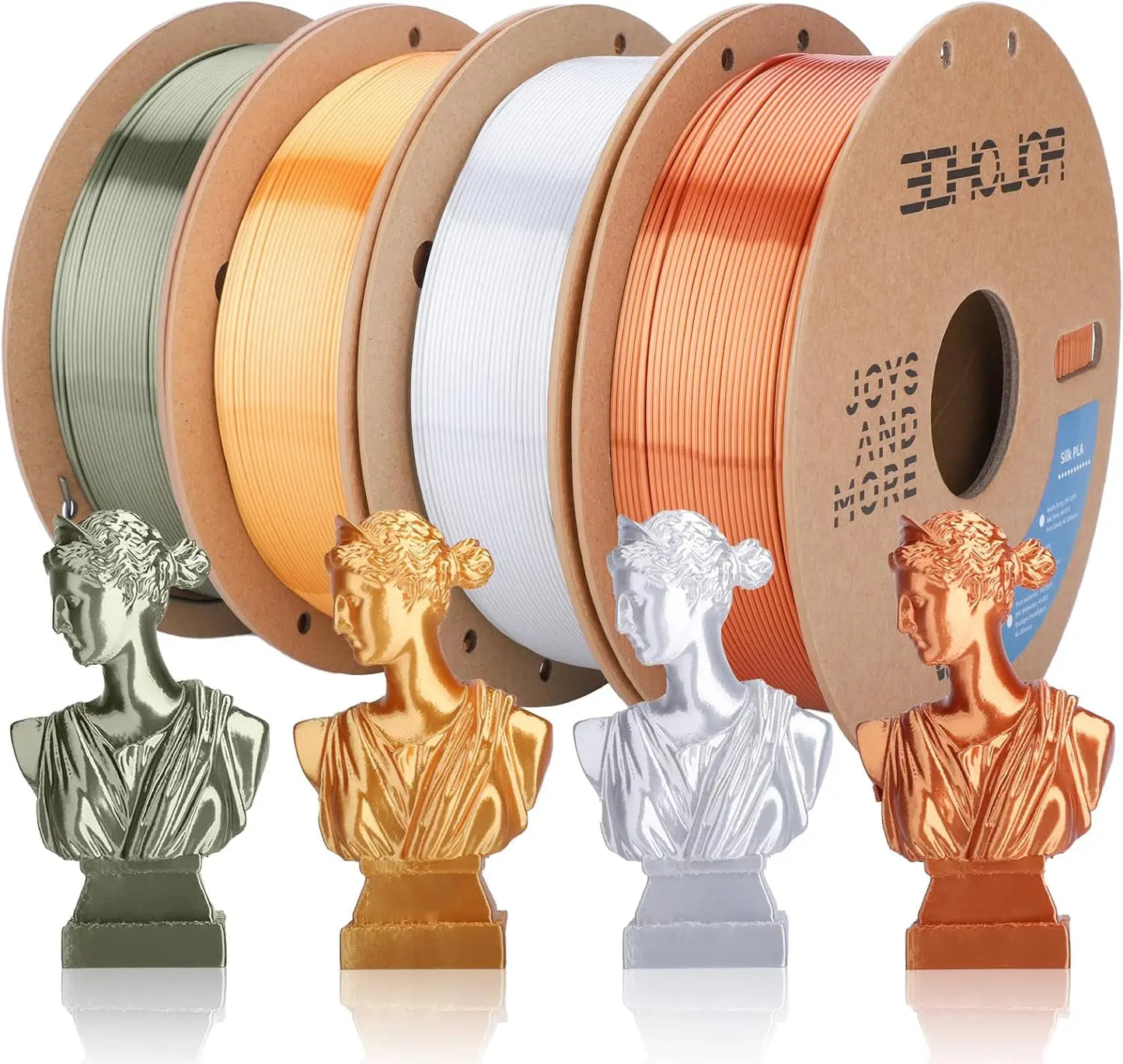 Silk PLA 3D Printer Filament 1.75mm, Shiny Metallic Finish, 1kg*4 Spools, High Accuracy +/-0.03mm