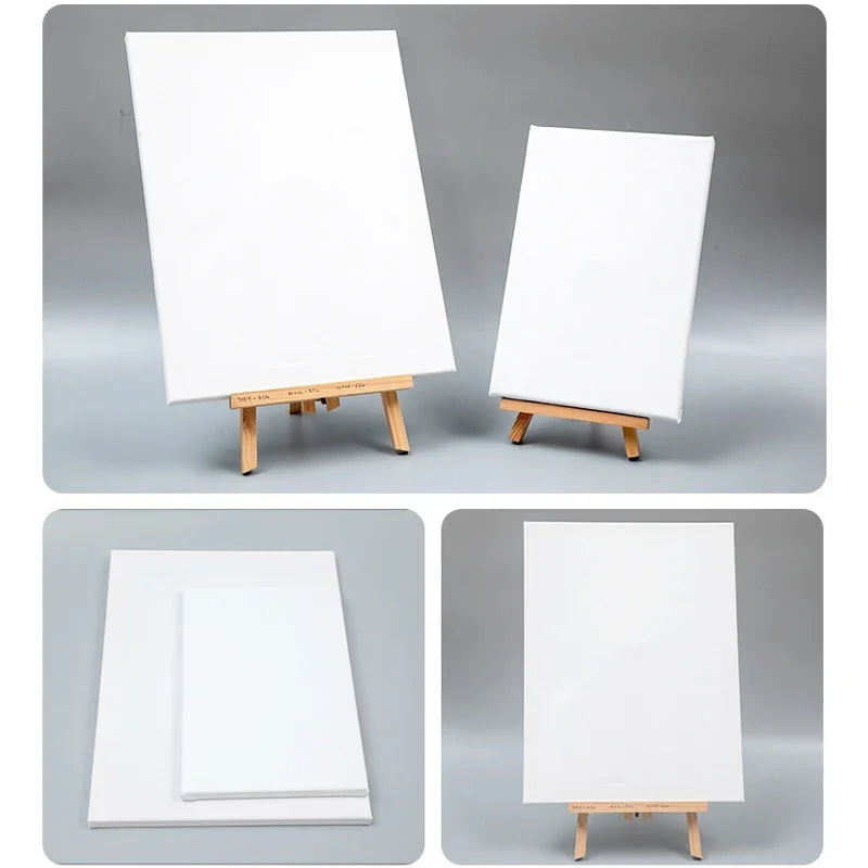 5pcs White Blank Square Artist Canvas Wooden Board Frame Cotton Artist Canvas Boards for Oil Painting Acrylic Watercolor