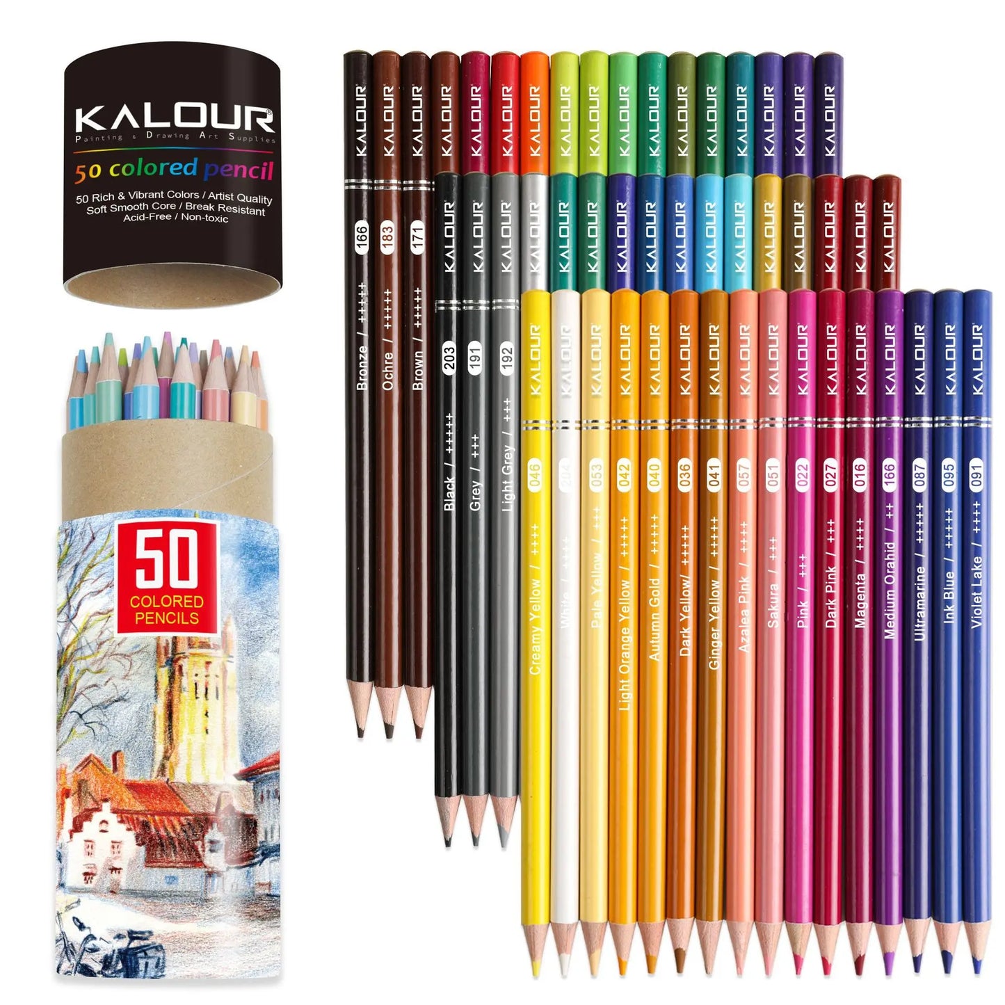 KALOUR 50/72/180/240/300 Pcs Oil Colored Pencils Set Professional Drawing Color Pencil For Artist Coloring Sketch Art Supplies