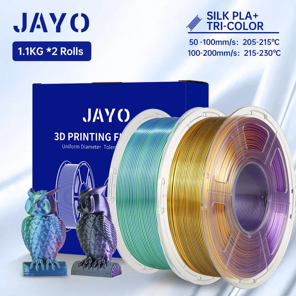JAYO Silk PLA+ Rainbow 3D Filament 1.75mm SILK PLA plus Dual & Triple Color 3D Printer Filament Neatly Wound 1.1kg 2Rolls/set