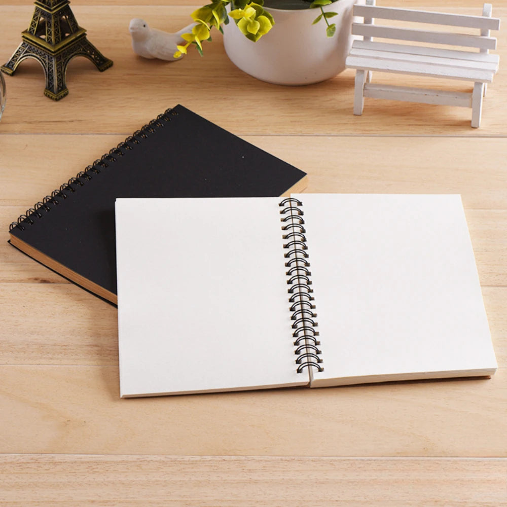 2 Packs Blank Spiral Notebook, Soft Cover, Sketch Book, 100 Pages / 50 Sheets, 7.5 Inch X 5.1 Inch, 100 GSM