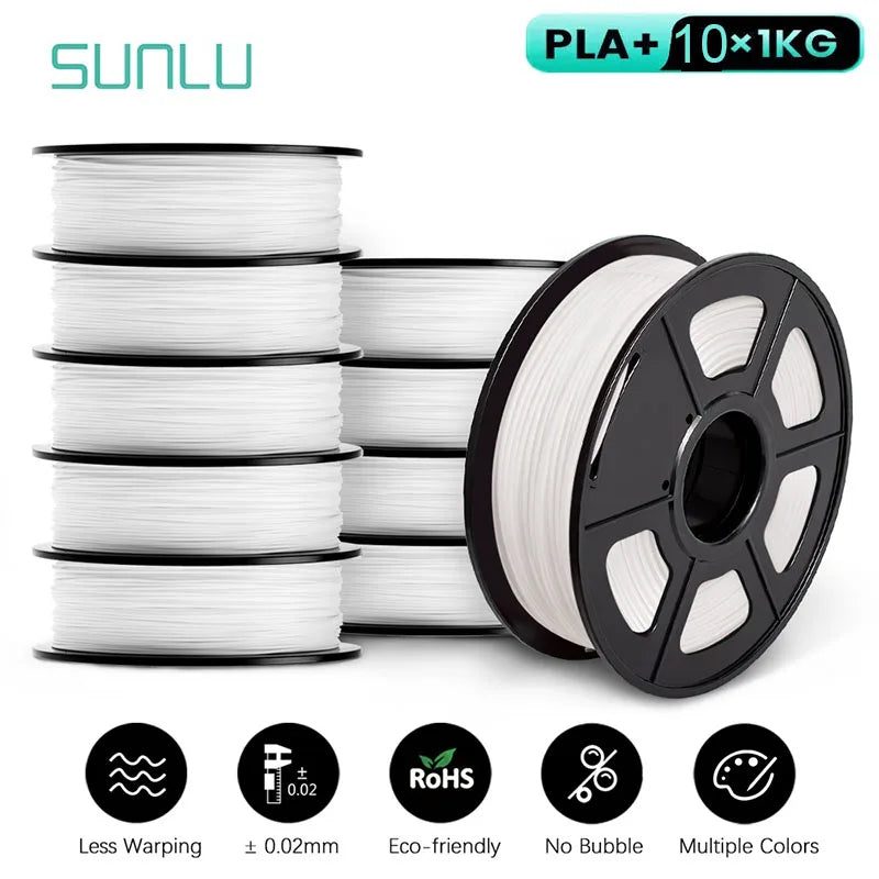 SUNLU 10KG 3D Filament PLA /PLA PLUS Filament 10kg 22 lbs 1.75mm 3D Printer Filament Environmentally friendly High strength PLA