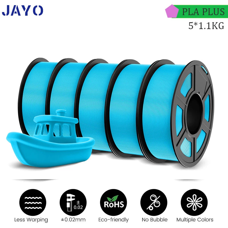 JAYO PLA PLUS 5Rolls 5.5KG 3D Filament 1.75mm  Colorful Printer Filaments For FDM 3D Printer Materials DIY Gift Good Toughness