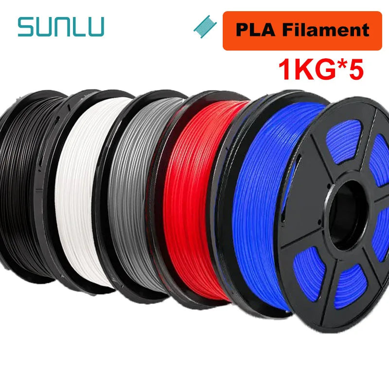 SUNLU 5KG 3D Filament PLA/PLA PLUS/PETG/ABS Filamnet 1.75mm 5Roll 1KG Neatly Wound 3D Printer Filament for 3D Printer