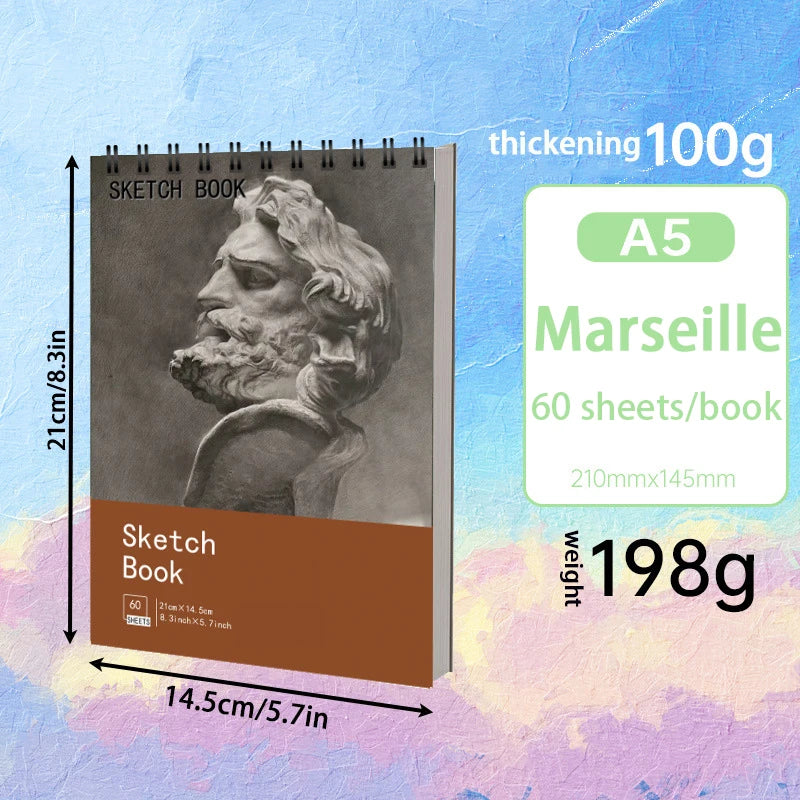 Sketchbook A4, A5, A6, thickened quick sketch book for art students, blank picture book, hand-painted pencil paper drawing