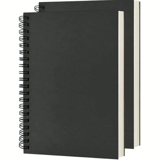 2 Packs Blank Spiral Notebook, Soft Cover, Sketch Book, 100 Pages / 50 Sheets, 7.5 Inch X 5.1 Inch, 100 GSM
