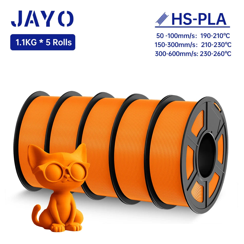 JAYO 5Rolls PLA Filament High Speed PLA 1.75mm 1.1KG 3D Printer Filament Neatly Wound 3D Printing Material For FDM 5.5KG/SET