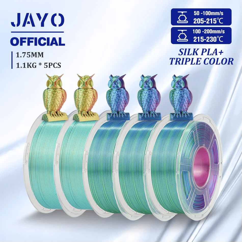 JAYO SILK PLA Filament 1.75mm Dual Colors 3D Printer Filament Coextrusion Silk Triple Color 3D Filament Shiny Multicolor Change