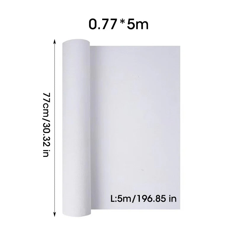 5M/Roll Cotton Canvas Roll, White Black Blank Specialized Suitable for Oil Painting, Acrylic Pigments,27,37,47,,57,67,77,87cm Wide